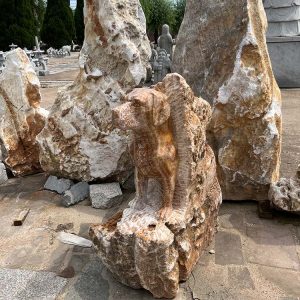 natural marble stone carving dog statue