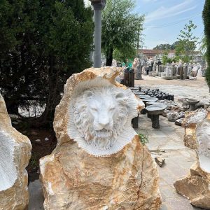 Hand Carved Garden Stone lion Marble Statue